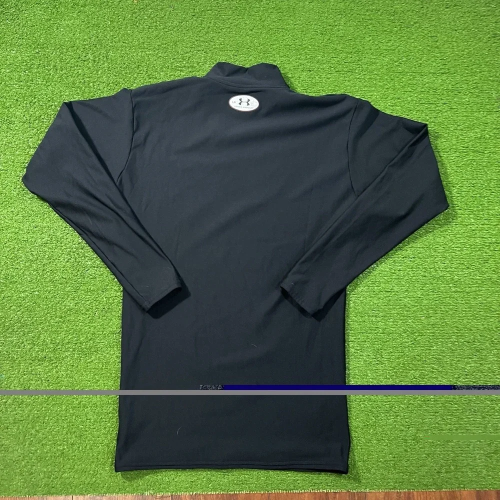 Under Armour Mock Neck Under Shirt LG Black Compression Cold Gear Long Sleeve